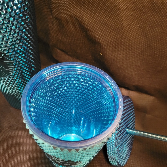 Starbucks Blue Studded Jeweled Tumbler Cups bundle 24oz and 16oz - Picture 6 of 8